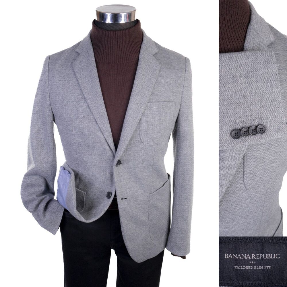 BANANA REPUBLIC Blazer Sport Coat 2 Button SLIM Jacket Sz 38S Cotton Blend